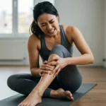 Magnesium Deficient? Unlocking the Power of This Vital Mineral 3 a lady sitting on the yoga mat and having a gramp in the leg