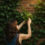 Lady gathering Ivy leaves