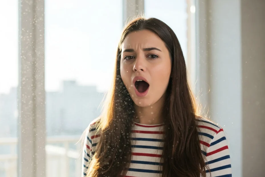 a girl sneezing