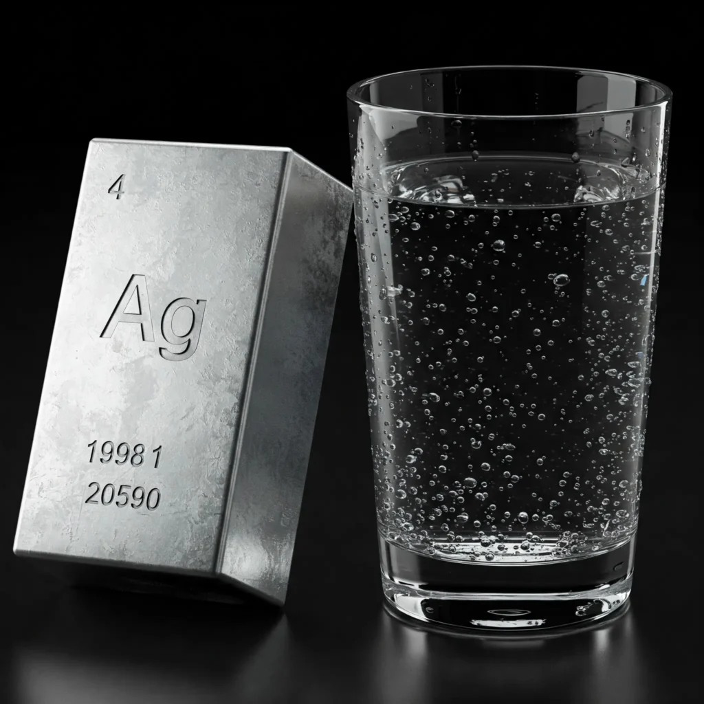 A silver bar next to water