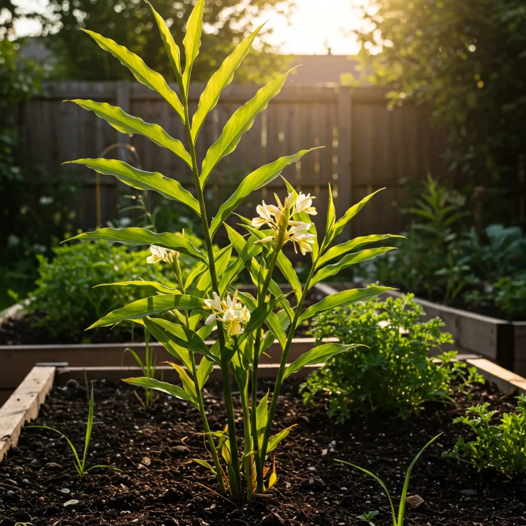 A ginger plant in a garden