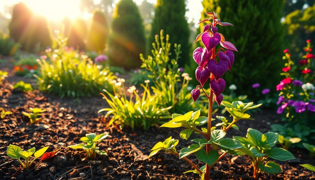 purple heart plant in garden